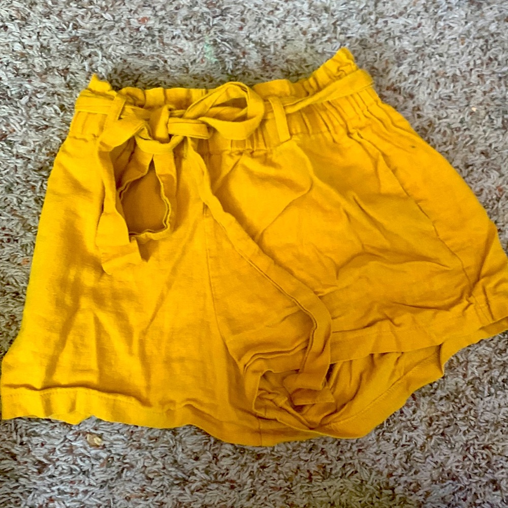 a mustard yellow and high waisted.